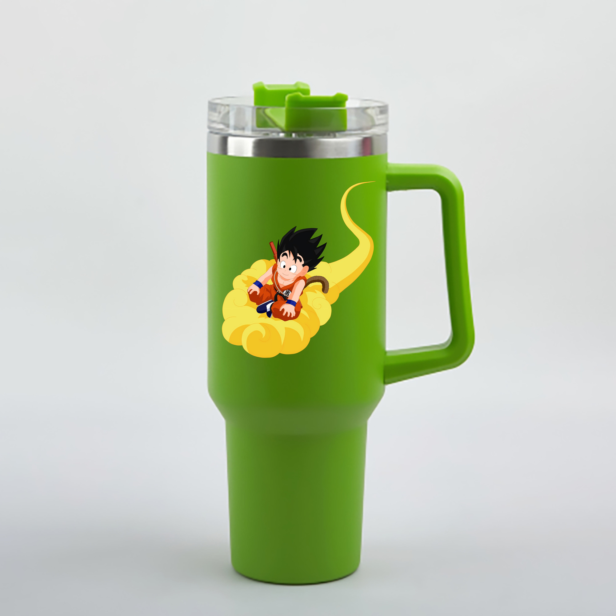 （画像用） ドラゴンボール 孫悟空（そん ごくう）Son Goku カカロット DRAGON BALL Kakarotto 1200mL車用タンブラー - クリスタルステッカー（プラスチックストロー付き）